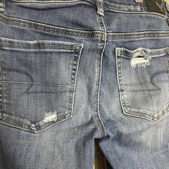 American Eagle Outfitters Ripped Super Stretch Hi-Rise Jegging Blue Denim Size 4 - Picture 9 of 13